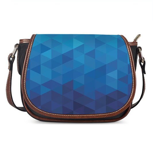 Blue Geometric Triangle Pattern Print Saddle Bag