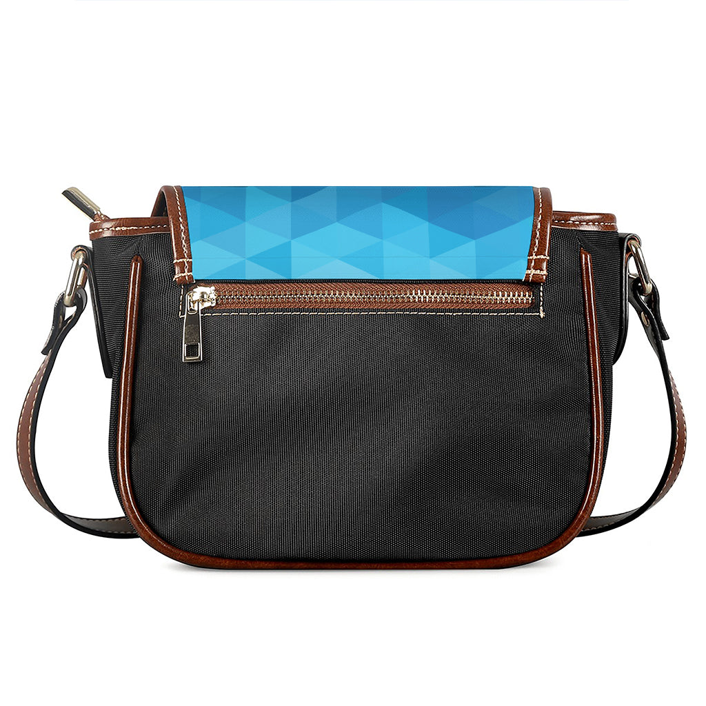 Blue Geometric Triangle Pattern Print Saddle Bag