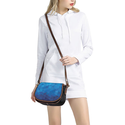 Blue Geometric Triangle Pattern Print Saddle Bag