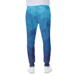 Blue Geometric Triangle Pattern Print Scuba Joggers