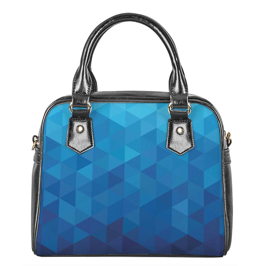Blue Geometric Triangle Pattern Print Shoulder Handbag