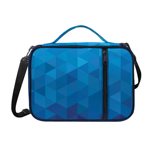Blue Geometric Triangle Pattern Print Shoulder Strap Bible Bag