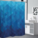 Blue Geometric Triangle Pattern Print Shower Curtain