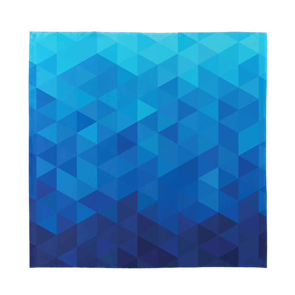 Blue Geometric Triangle Pattern Print Silk Bandana