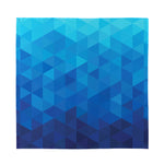 Blue Geometric Triangle Pattern Print Silk Bandana