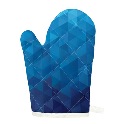 Blue Geometric Triangle Pattern Print Single Oven Mitt
