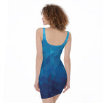 Blue Geometric Triangle Pattern Print Sleeveless Bodycon Dress