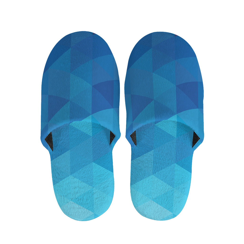 Blue Geometric Triangle Pattern Print Slippers