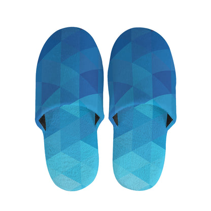 Blue Geometric Triangle Pattern Print Slippers