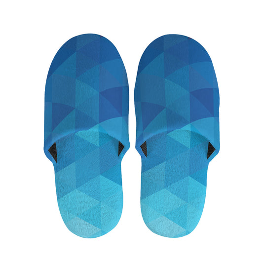 Blue Geometric Triangle Pattern Print Slippers