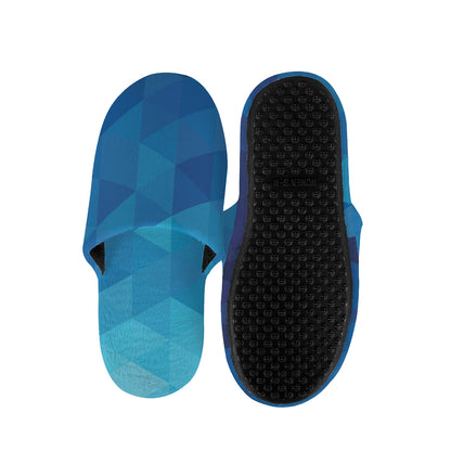 Blue Geometric Triangle Pattern Print Slippers