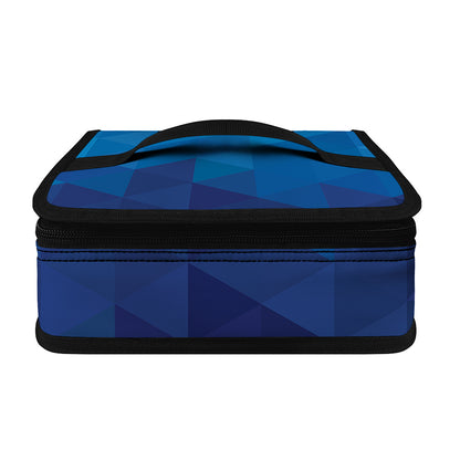 Blue Geometric Triangle Pattern Print Small Lunch Bag
