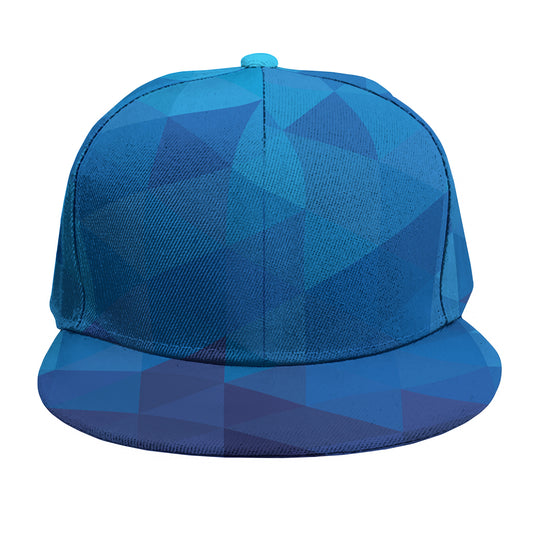 Blue Geometric Triangle Pattern Print Snapback Cap