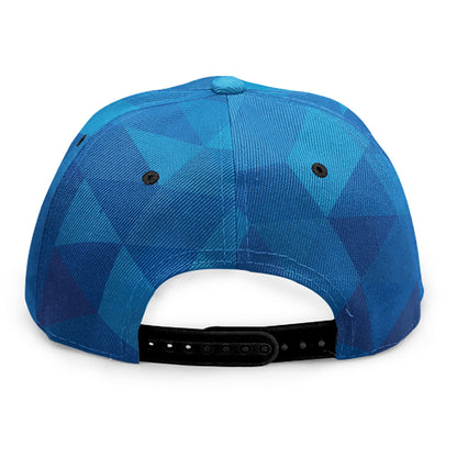 Blue Geometric Triangle Pattern Print Snapback Cap