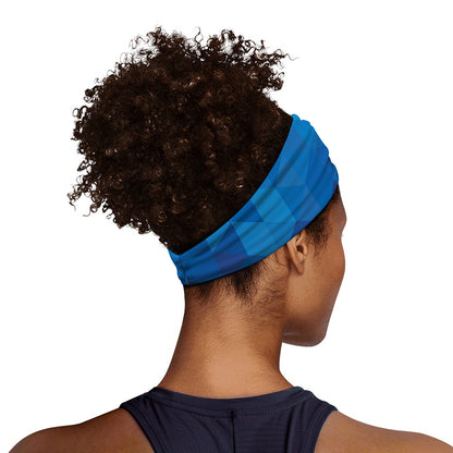 Blue Geometric Triangle Pattern Print Sports Headband
