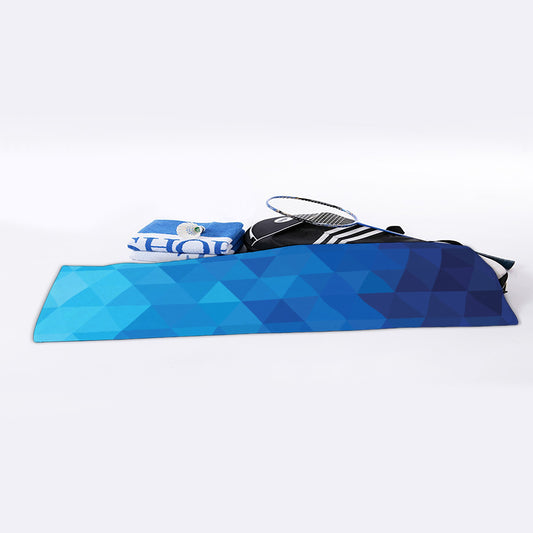 Blue Geometric Triangle Pattern Print Sports Towel