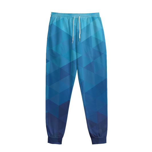 Blue Geometric Triangle Pattern Print Sweatpants