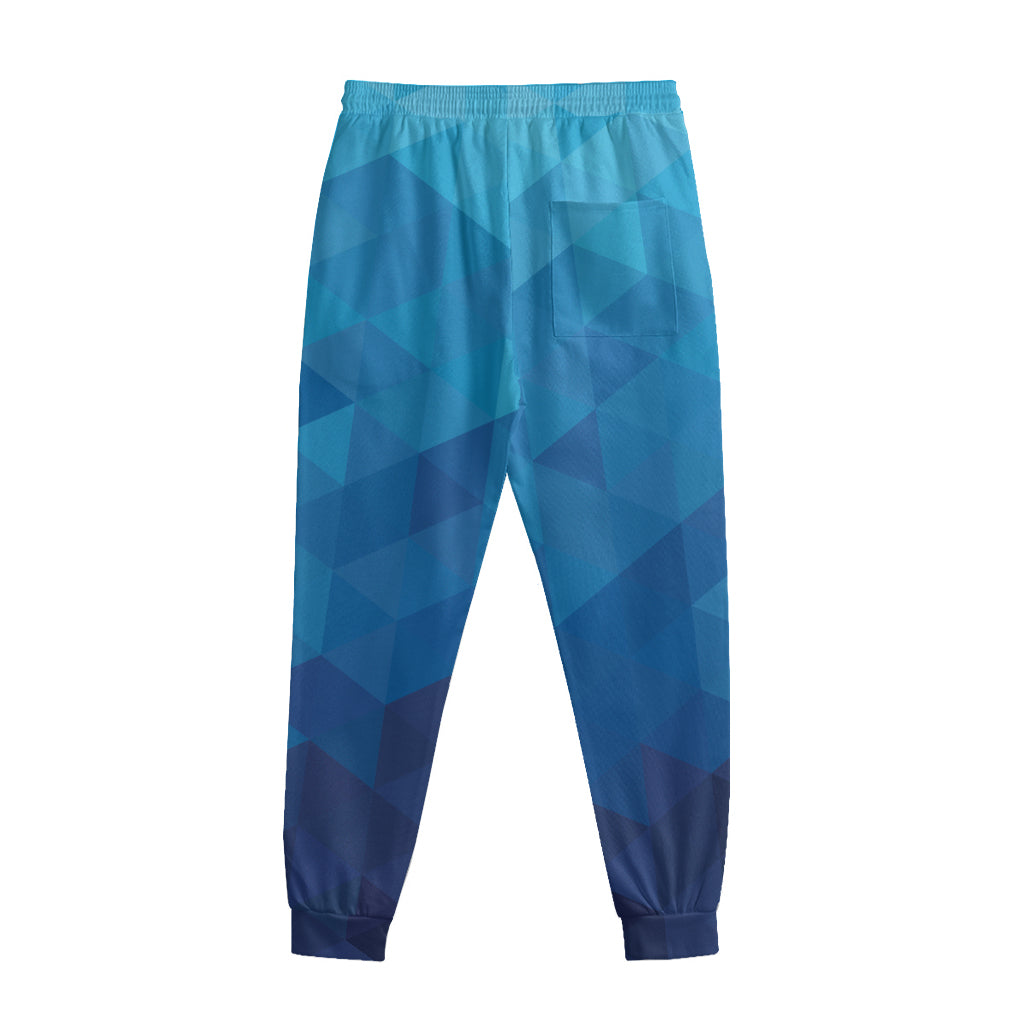 Blue Geometric Triangle Pattern Print Sweatpants