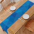 Blue Geometric Triangle Pattern Print Table Runner