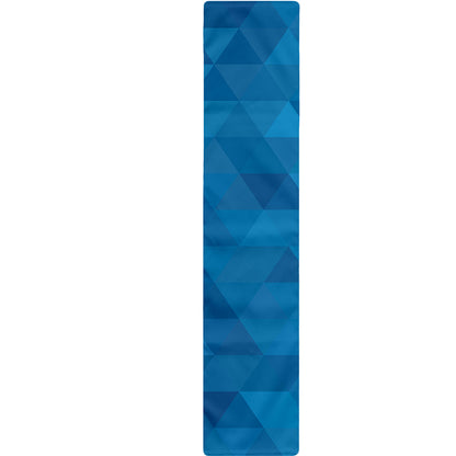 Blue Geometric Triangle Pattern Print Table Runner