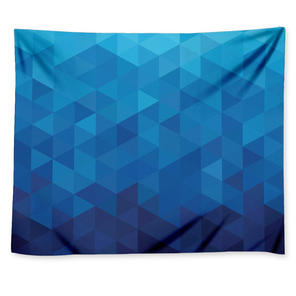 Blue Geometric Triangle Pattern Print Tapestry