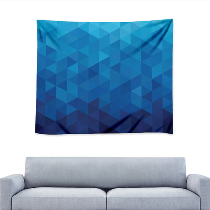 Blue Geometric Triangle Pattern Print Tapestry