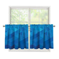 Blue Geometric Triangle Pattern Print Tier Curtains