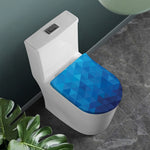 Blue Geometric Triangle Pattern Print Toilet Lid Cover