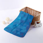 Blue Geometric Triangle Pattern Print Towel