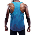Blue Geometric Triangle Pattern Print Training Tank Top