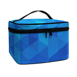 Blue Geometric Triangle Pattern Print Travel Makeup Bag