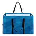 Blue Geometric Triangle Pattern Print Utility Tote Bag