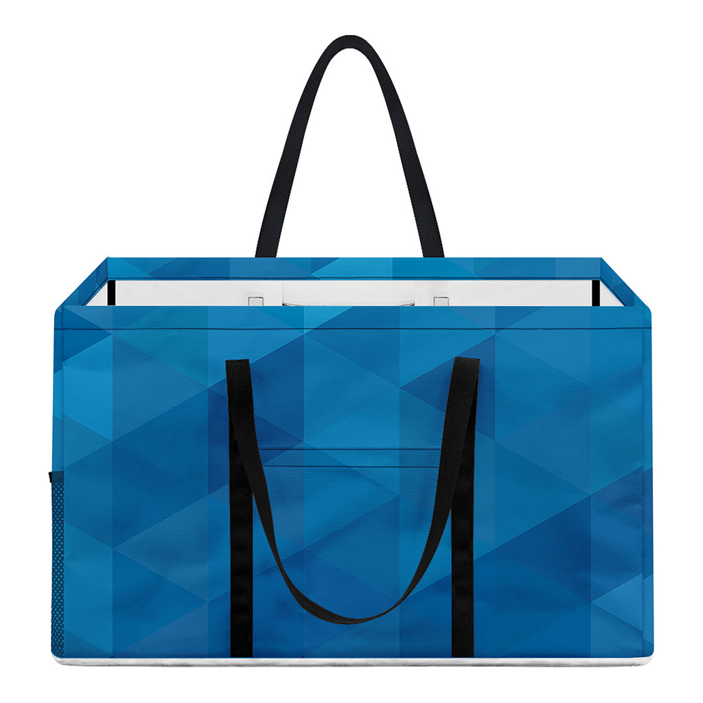 Blue Geometric Triangle Pattern Print Utility Tote Bag