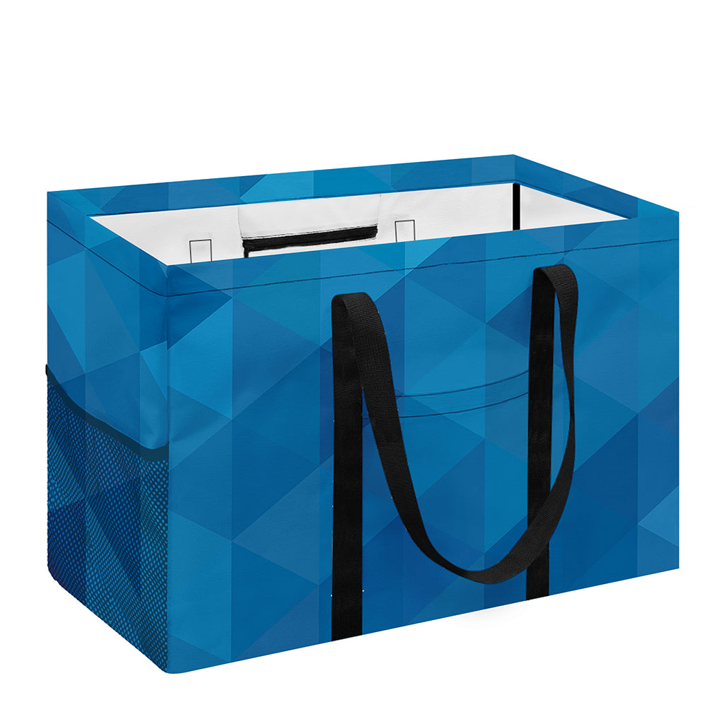 Blue Geometric Triangle Pattern Print Utility Tote Bag