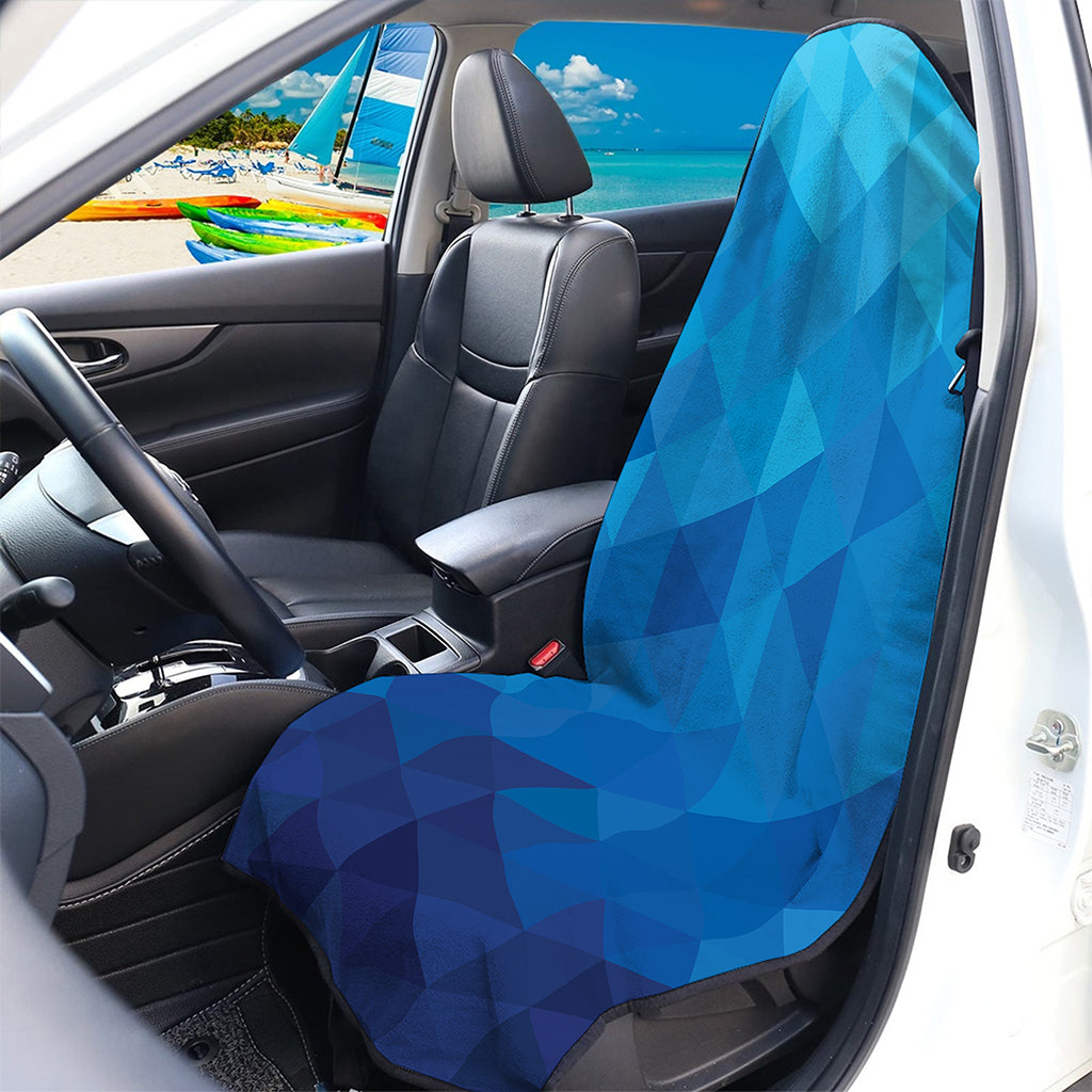 Blue Geometric Triangle Pattern Print Waterproof Car Seat Cover