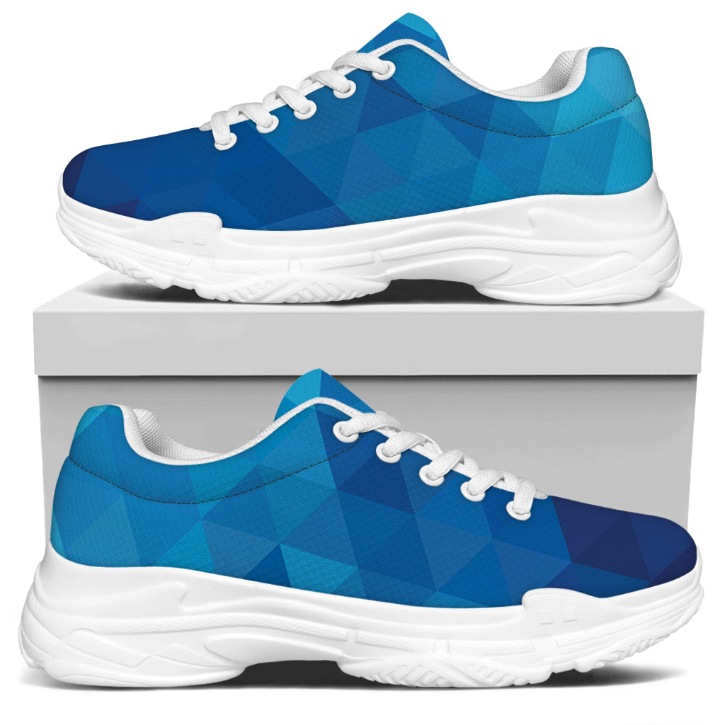 Blue Geometric Triangle Pattern Print White Chunky Shoes