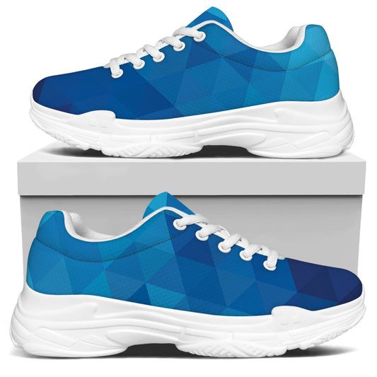 Blue Geometric Triangle Pattern Print White Chunky Shoes