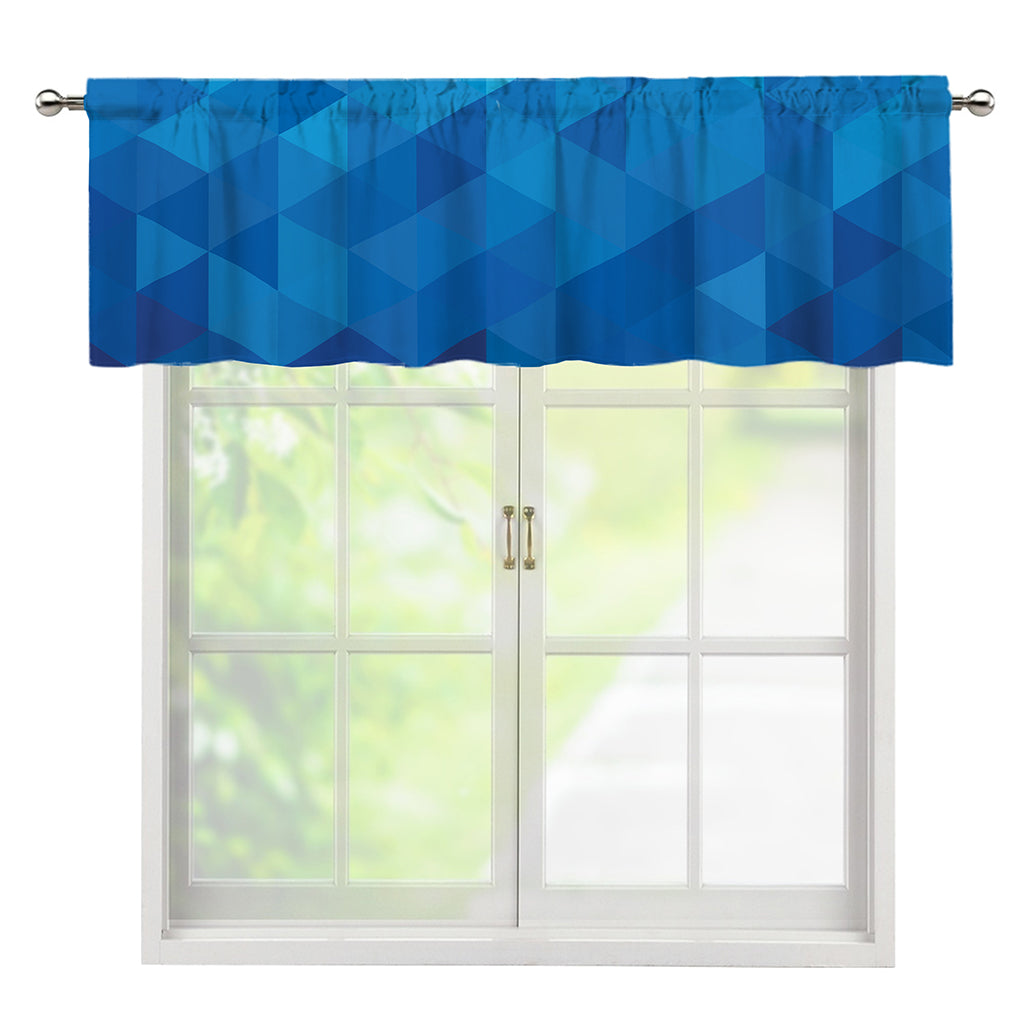 Blue Geometric Triangle Pattern Print Window Valance