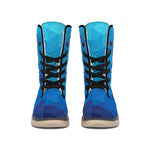 Blue Geometric Triangle Pattern Print Winter Boots