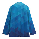 Blue Geometric Triangle Pattern Print Women's Blazer