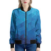 Blue Geometric Triangle Pattern Print Women's Bomber Jacket