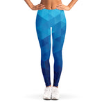 Blue Geometric Triangle Pattern Print Women's Leggings