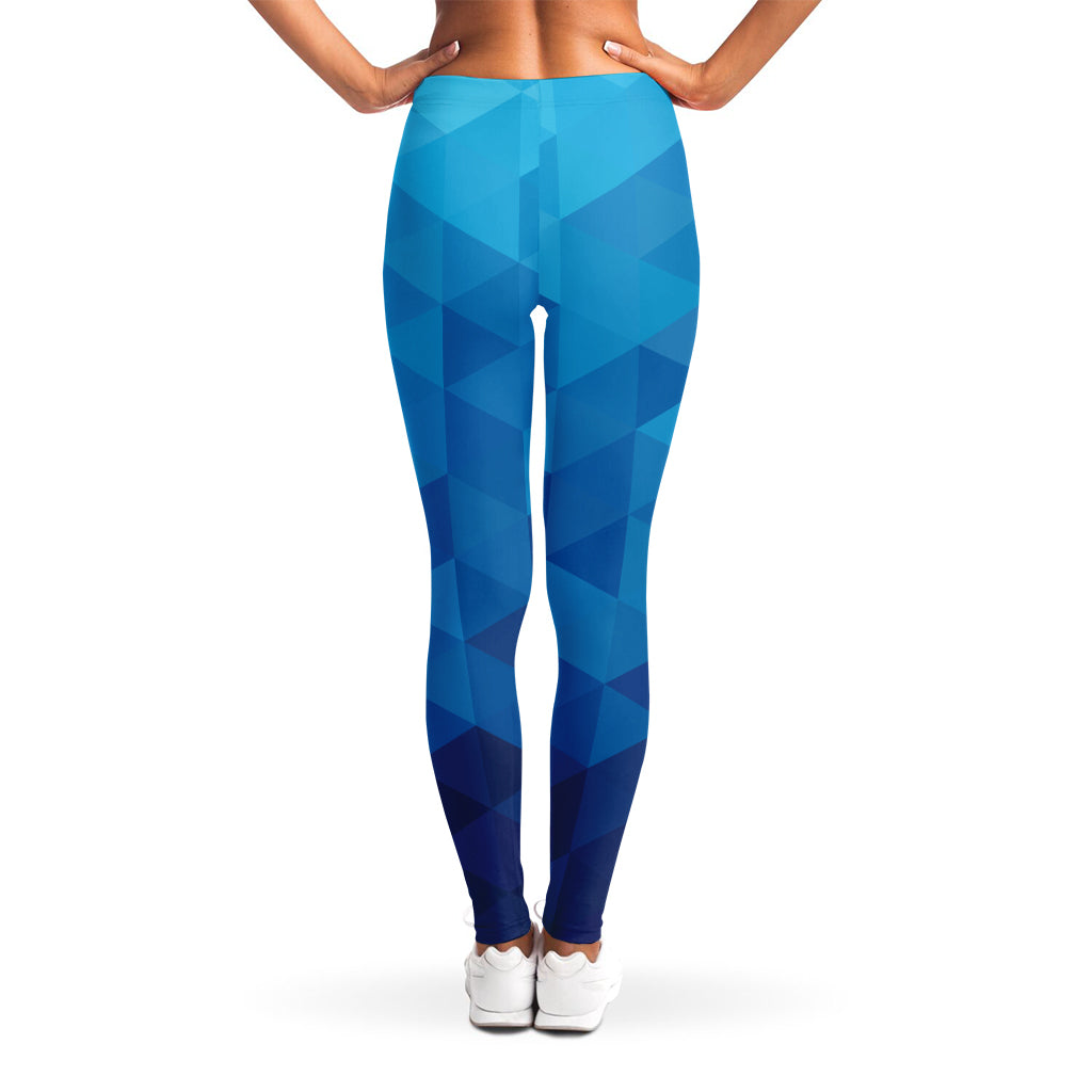 Blue Geometric Triangle Pattern Print Women's Leggings