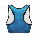 Blue Geometric Triangle Pattern Print Women's Sports Bra