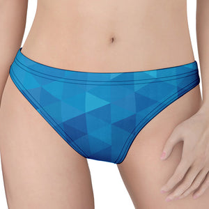 Blue Geometric Triangle Pattern Print Women's Thong