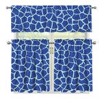 Blue Giraffe Print 3 Piece Kitchen Curtains