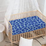 Blue Giraffe Print Baby Crib Sheet