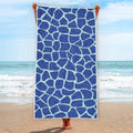 Blue Giraffe Print Beach Towel