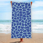 Blue Giraffe Print Beach Towel