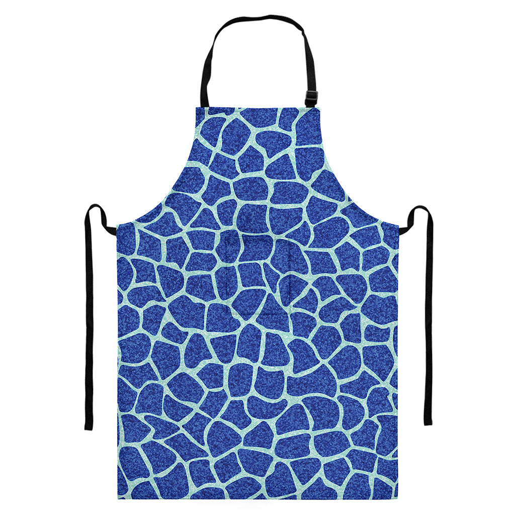 Blue Giraffe Print Bib Apron With Pocket